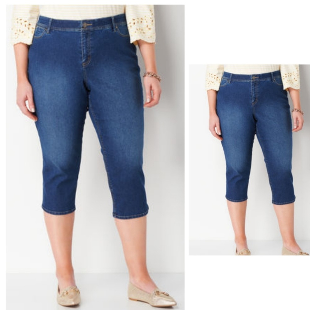 Denim Jean Stretch Capri Cropped Pants Size 16